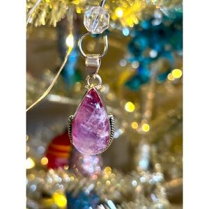 New Natural, Not Enhanced, 1.5” Pink Moonstone Sterling Silver Pendant